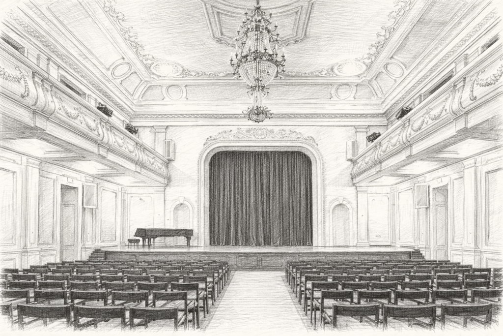 Banski dvor koncertna dvorana crtez